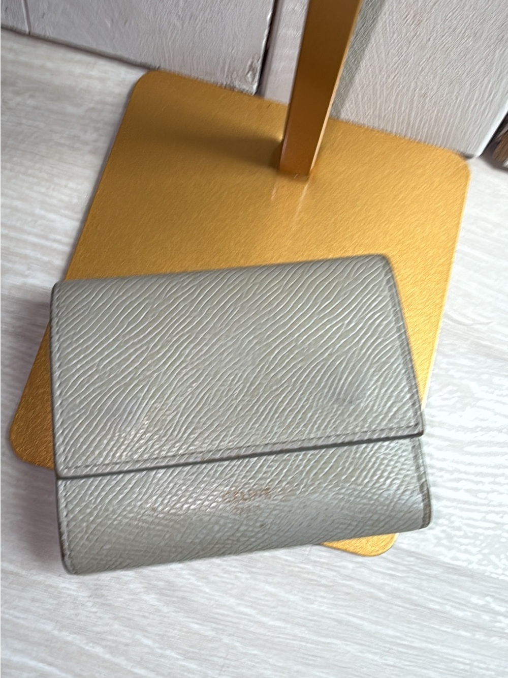 Celine Paris gray trifold preowned wallet NICE